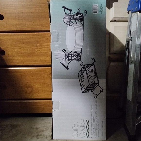 2 Piece Wrought Iron Buffet Caddy 24x9x11" Black Sam's Club Dishes Napkins - Picture 6 of 11